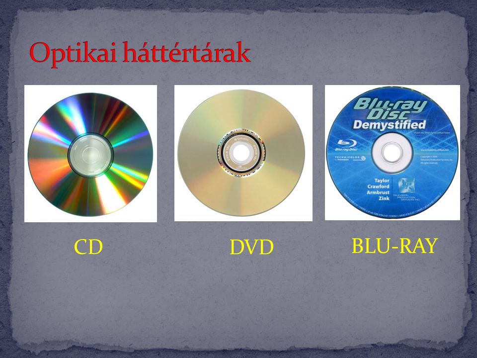Optikai háttértárak CD DVD BLU-RAY
