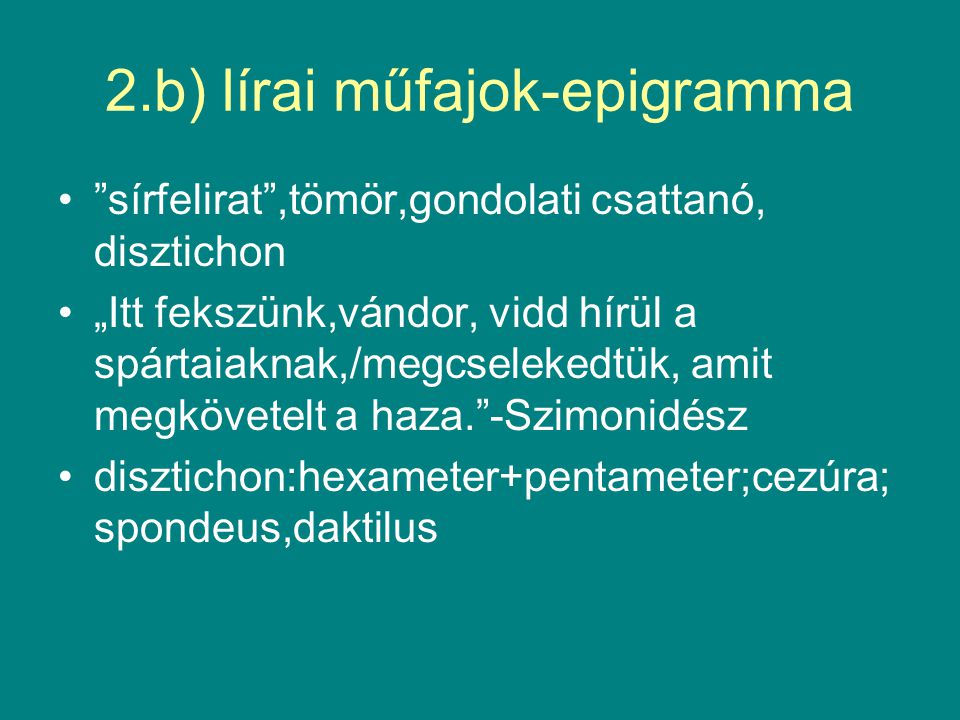 2.b) lírai műfajok-epigramma