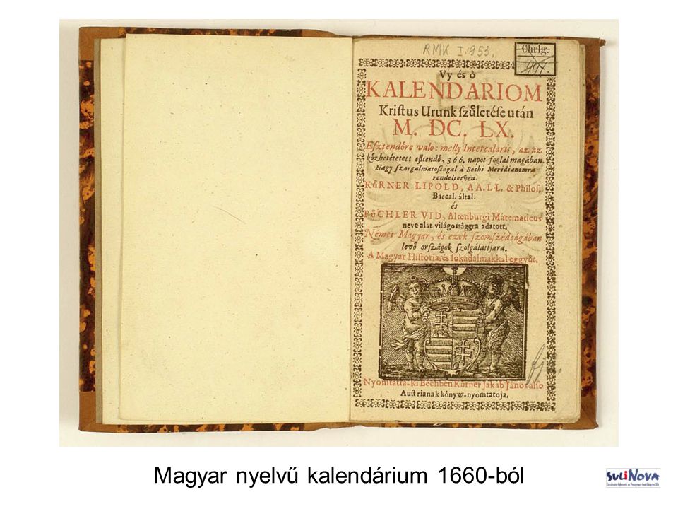 Magyar nyelvű kalendárium 1660-ból