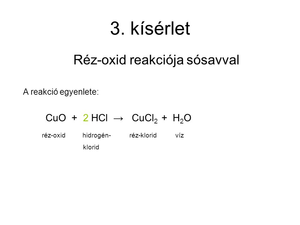 Réz-oxid reakciója sósavval