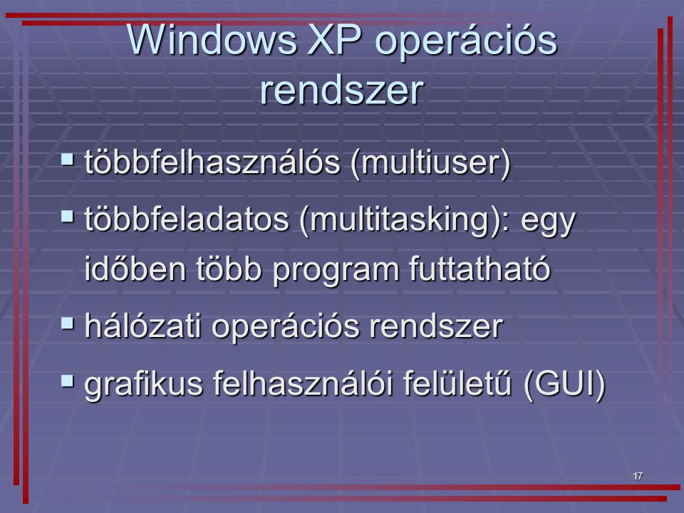 Windows XP operációs rendszer