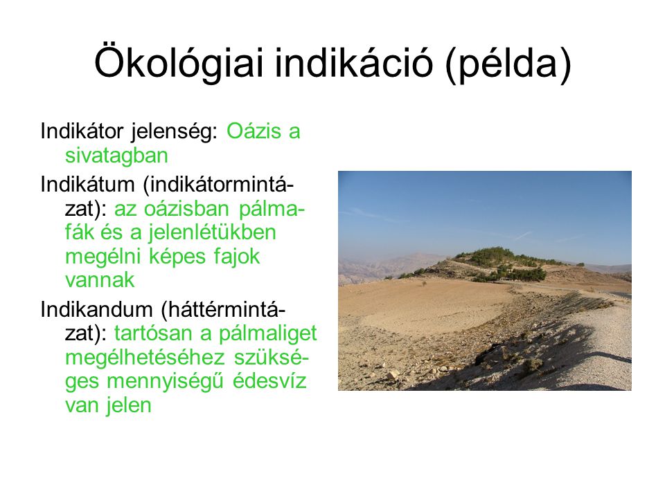 Ökológiai indikáció (példa)