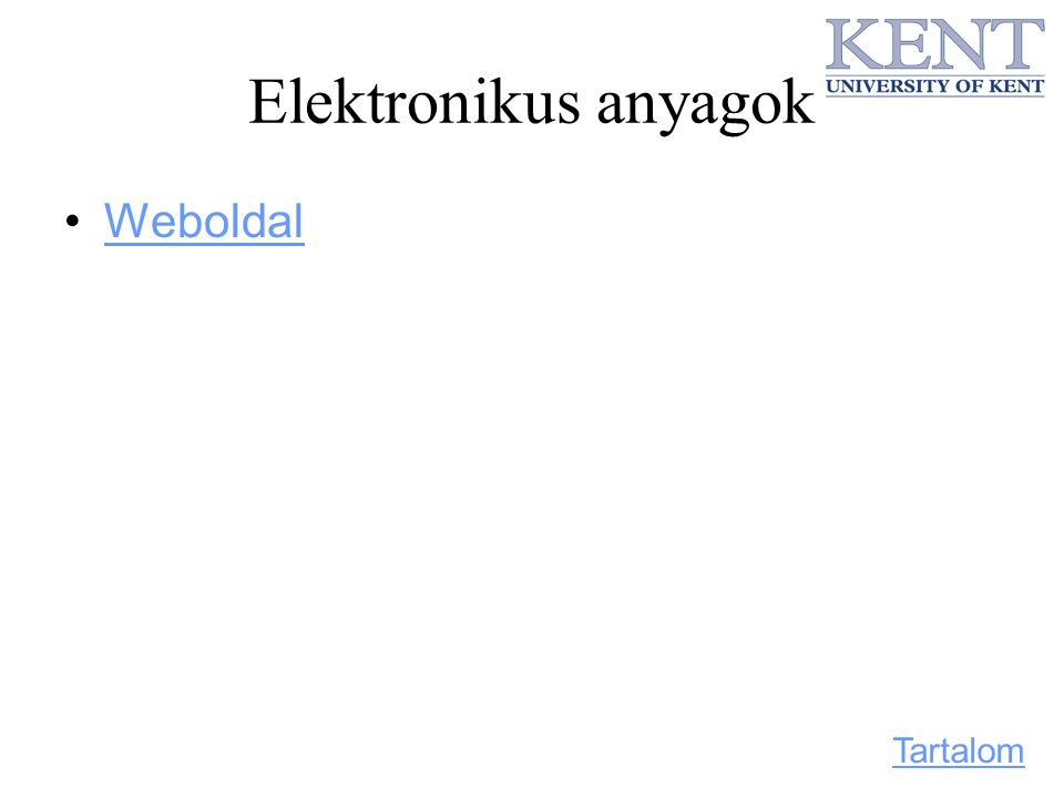 Elektronikus anyagok Weboldal Tartalom