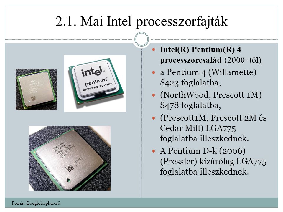 2.1. Mai Intel processzorfajták