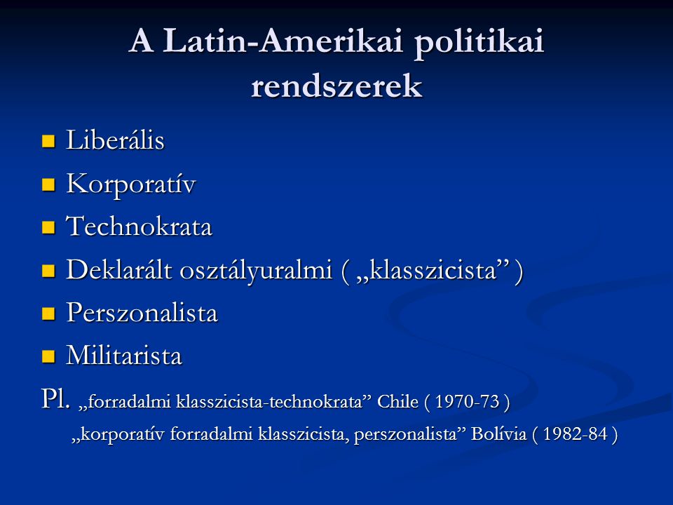 A Latin-Amerikai politikai rendszerek