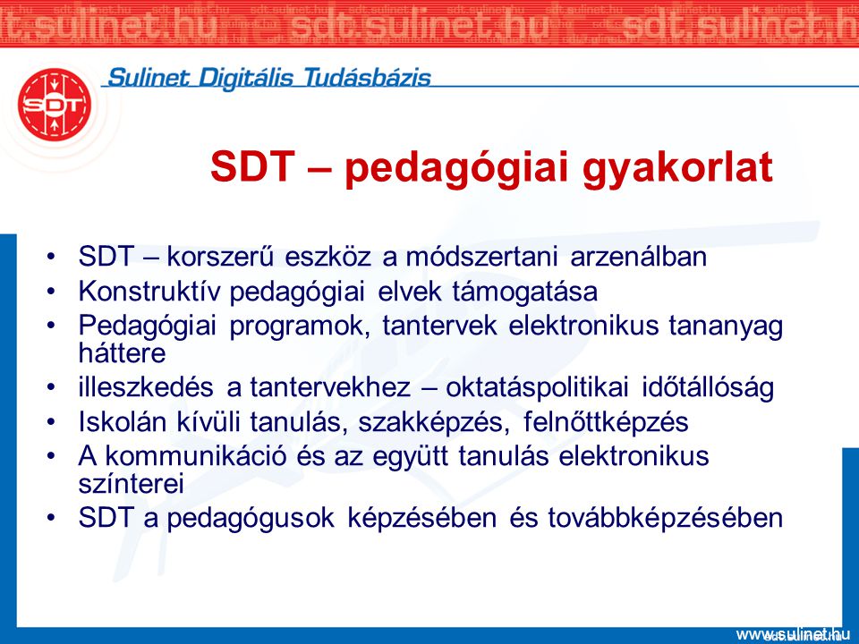 SDT – pedagógiai gyakorlat