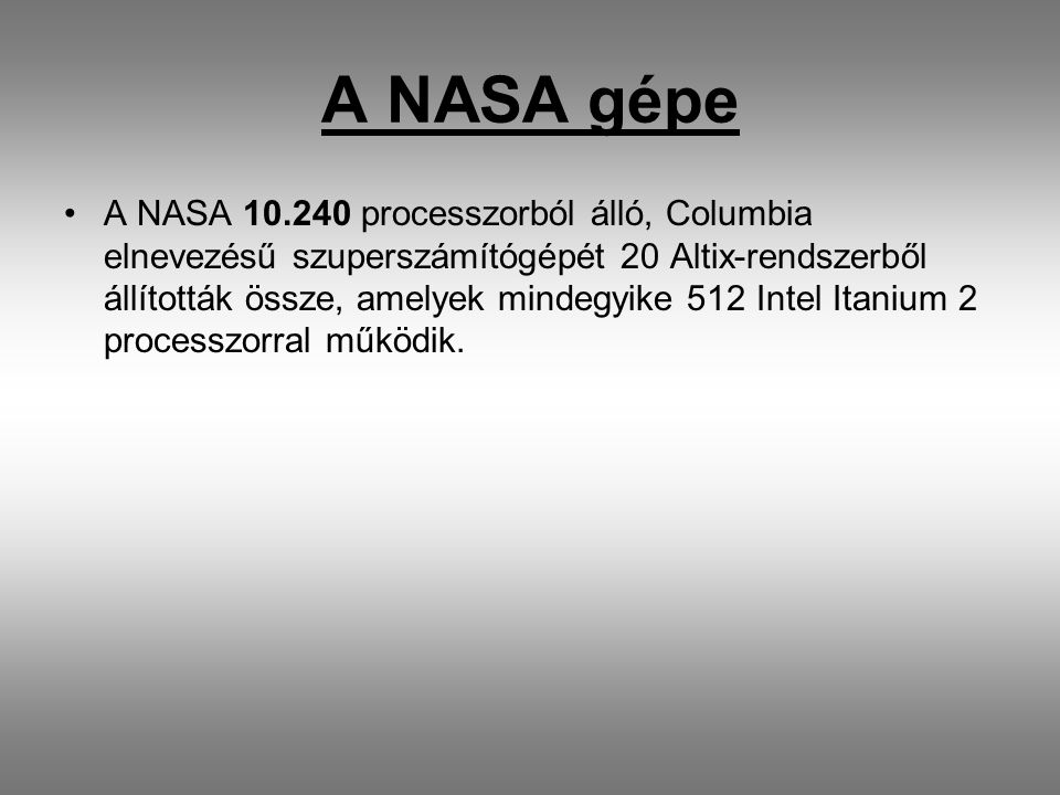 A NASA gépe