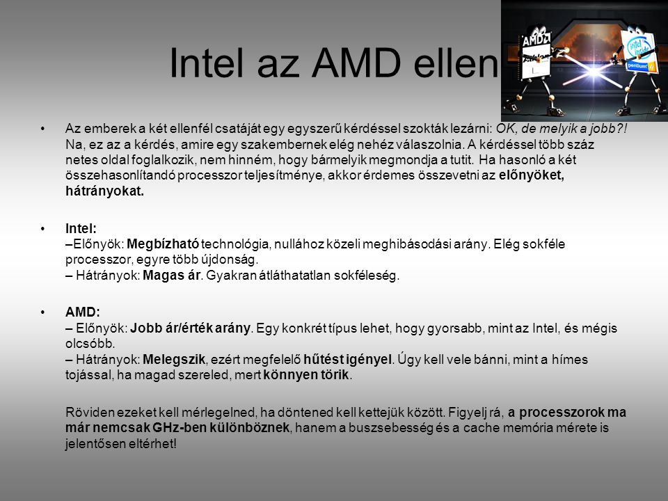Intel az AMD ellen