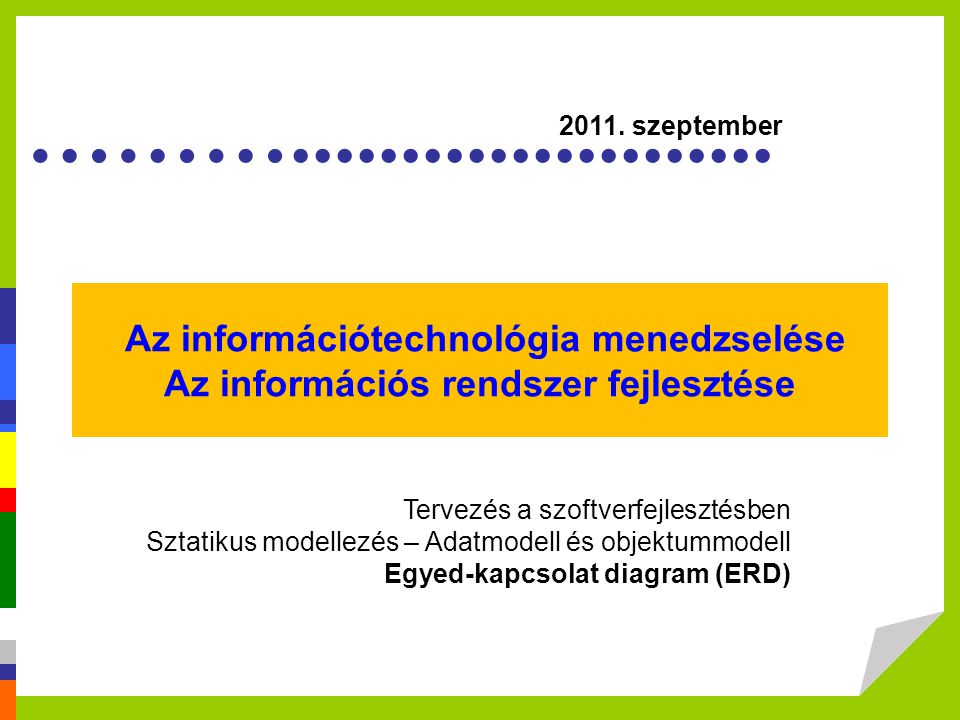 2011. szeptember Az információtechnológia menedzselése Az információs rendszer fejlesztése.