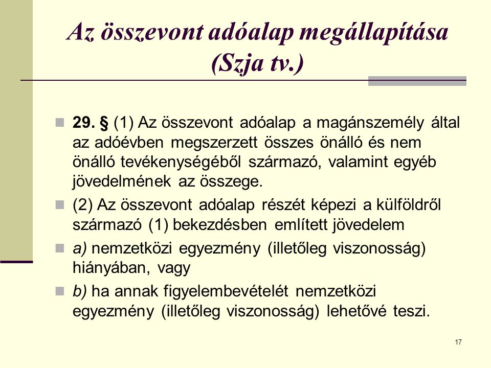Az összevont adóalap megállapítása (Szja tv.)
