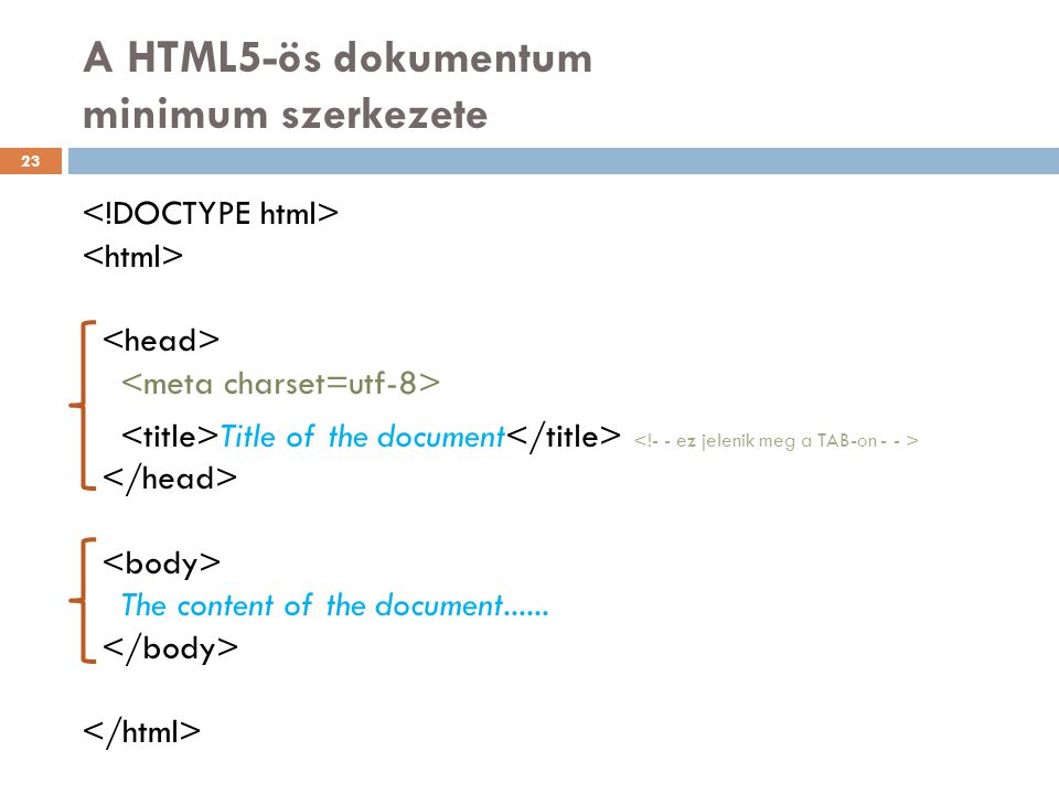 A HTML5-ös dokumentum minimum szerkezete