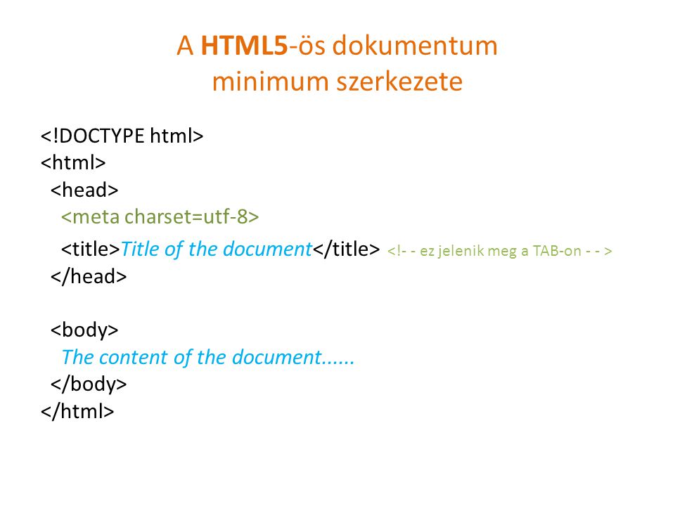 A HTML5-ös dokumentum minimum szerkezete