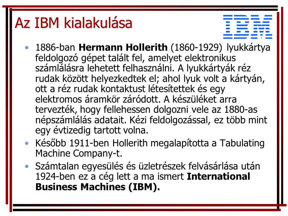 Az IBM kialakulása