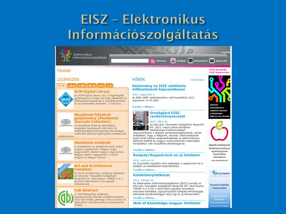 EISZ – Elektronikus Információszolgáltatás