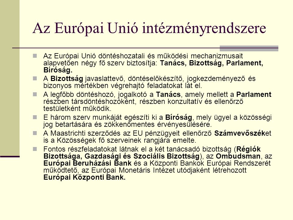 Az Európai Unió intézményrendszere