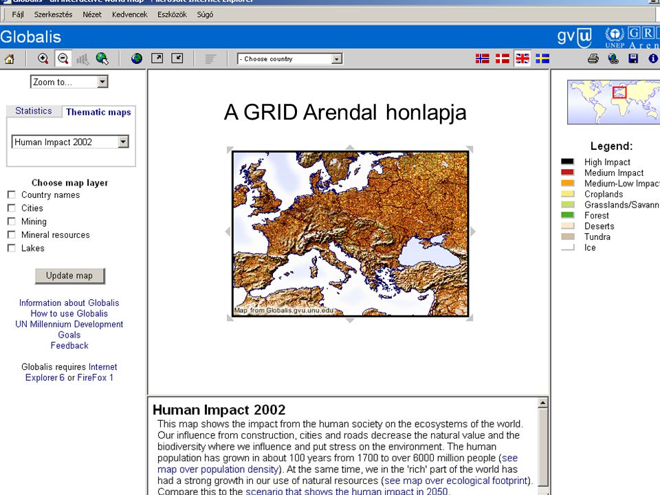 A GRID Arendal honlapja
