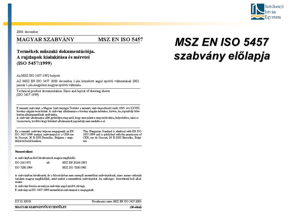 MSZ EN ISO 5457 szabvány előlapja