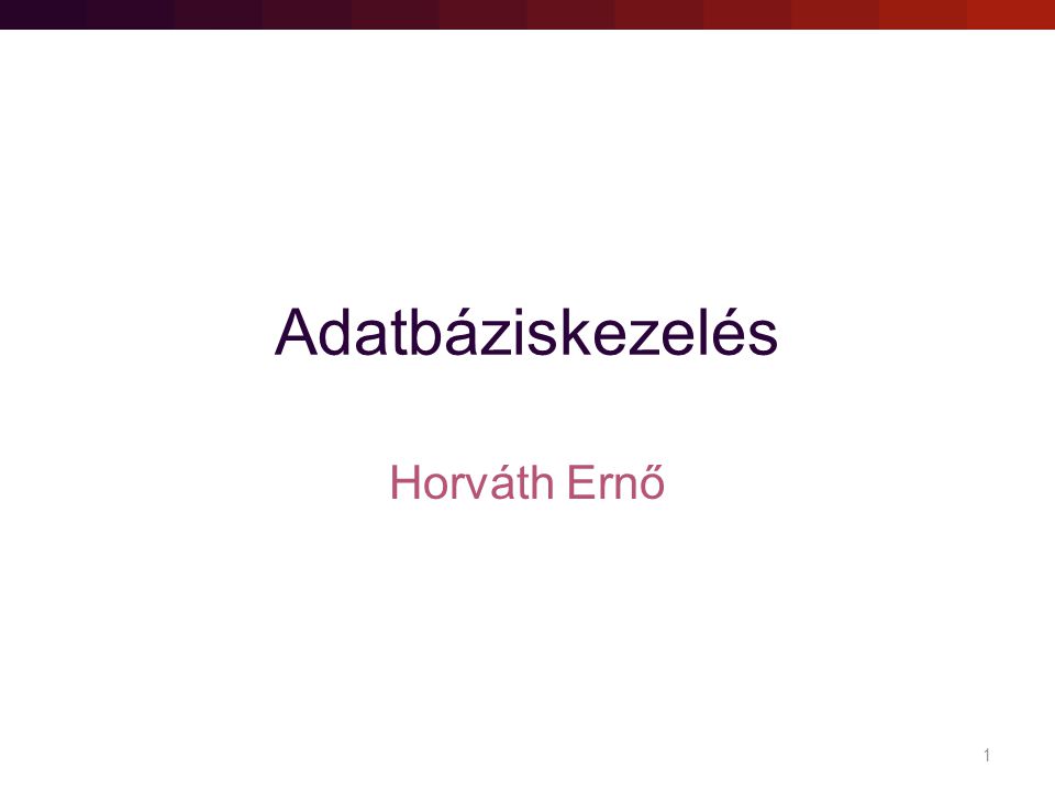 Adatbáziskezelés Horváth Ernő