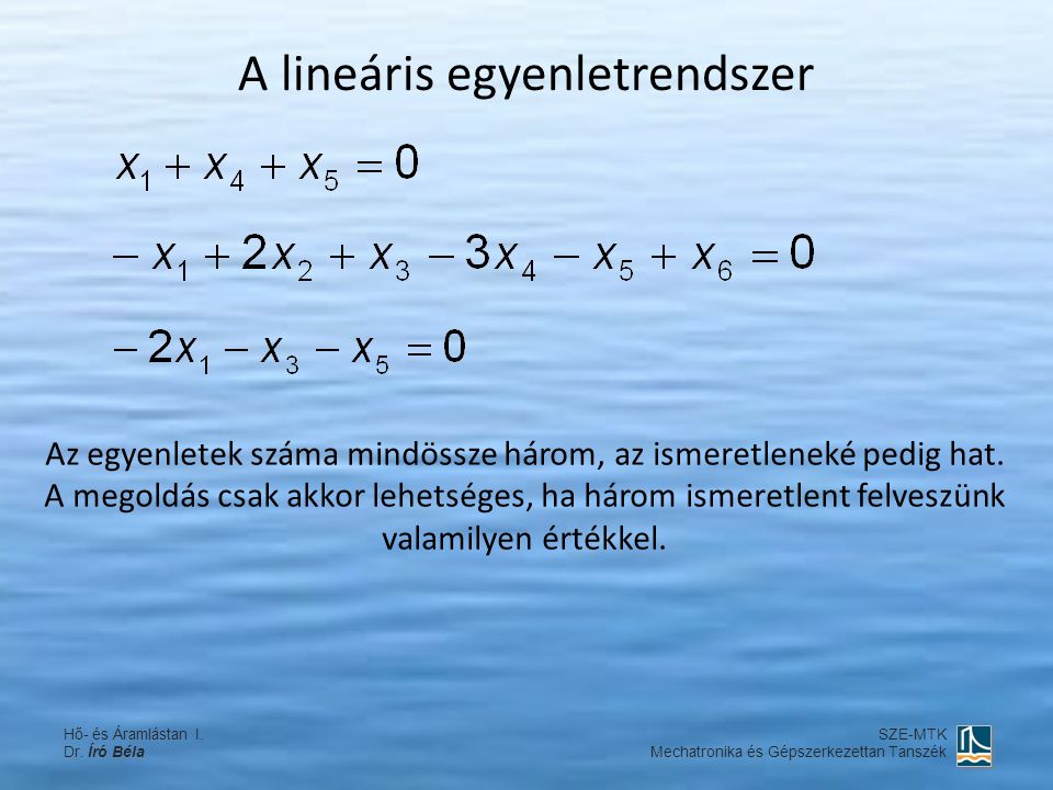 A lineáris egyenletrendszer