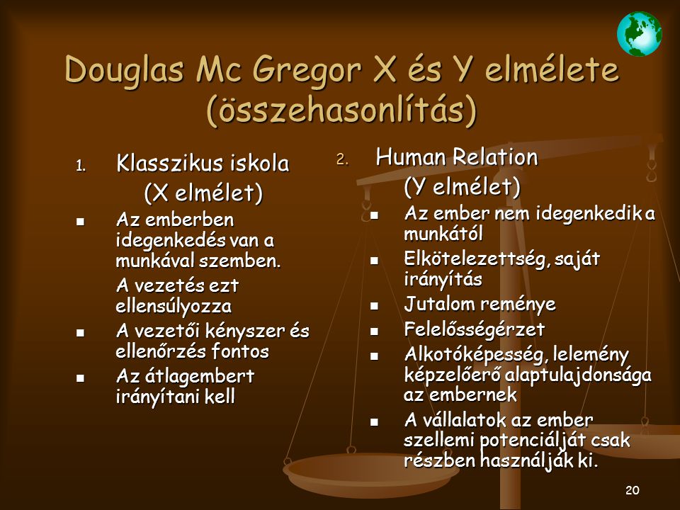 Douglas Mc Gregor X és Y elmélete (összehasonlítás)