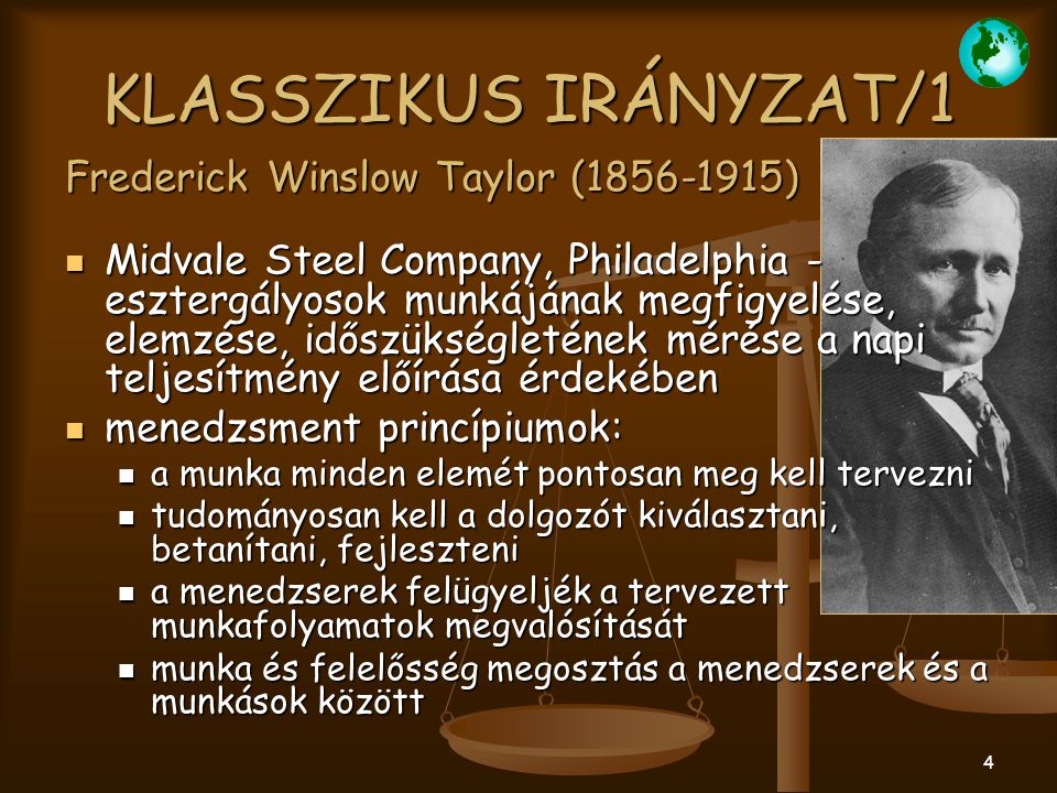 KLASSZIKUS IRÁNYZAT/1 Frederick Winslow Taylor ( )