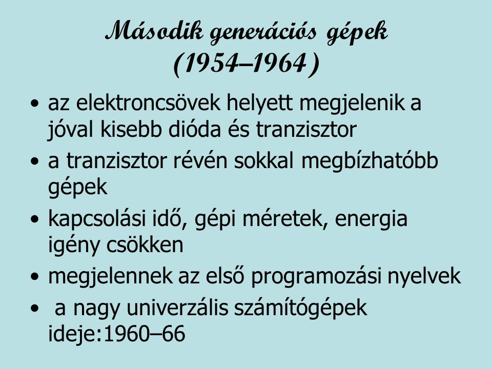Második generációs gépek (1954–1964)
