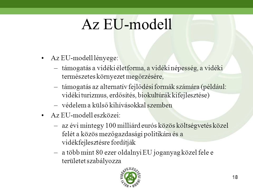Az EU-modell Az EU-modell lényege: