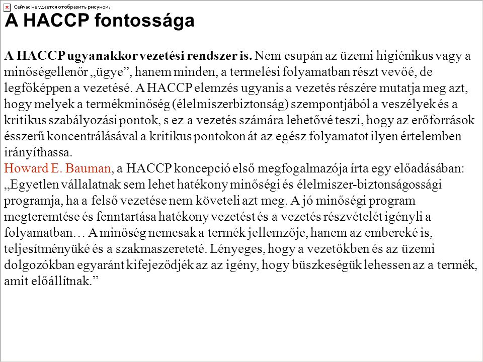 A HACCP fontossága