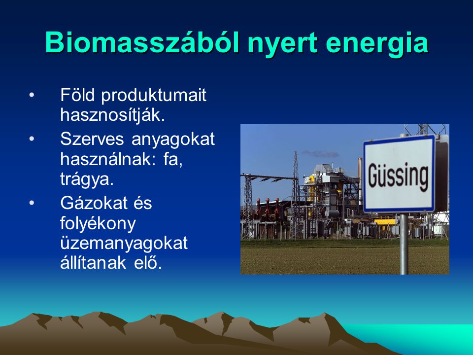 Biomasszából nyert energia