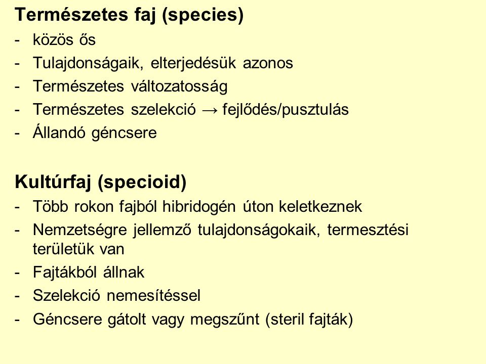 Természetes faj (species)