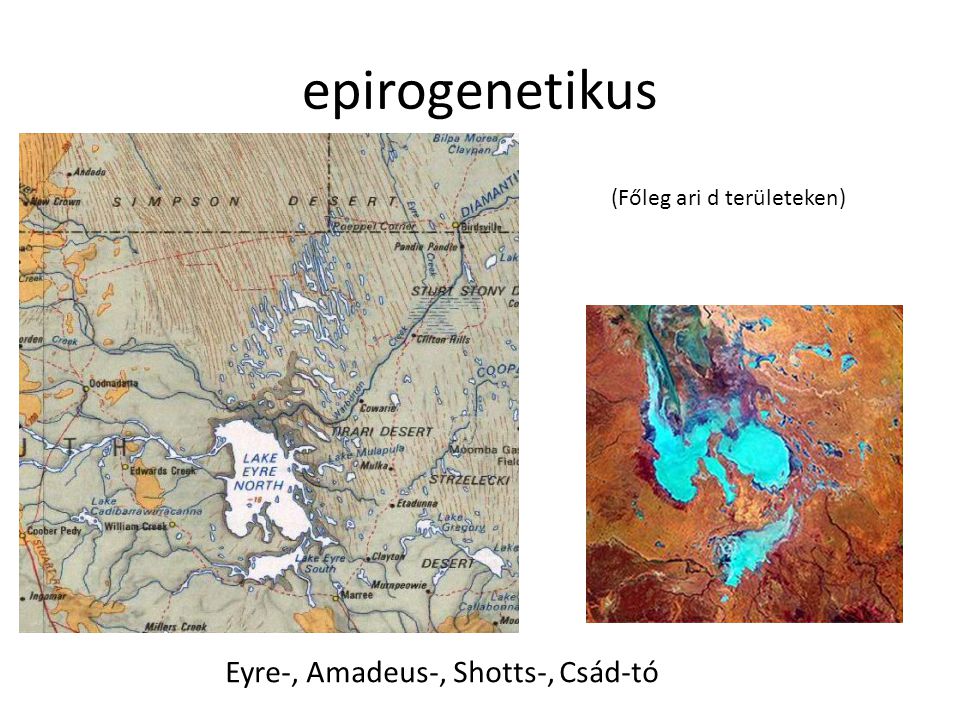 epirogenetikus Eyre-, Amadeus-, Shotts-, Csád-tó