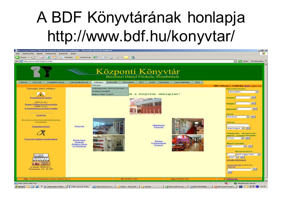 A BDF Könyvtárának honlapja