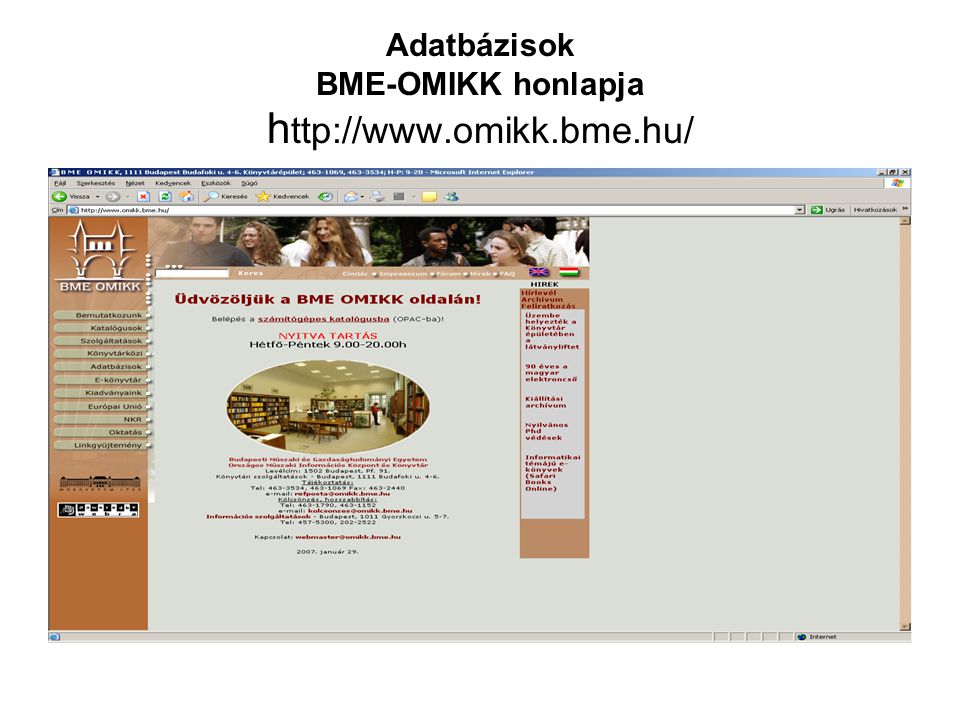 Adatbázisok BME-OMIKK honlapja