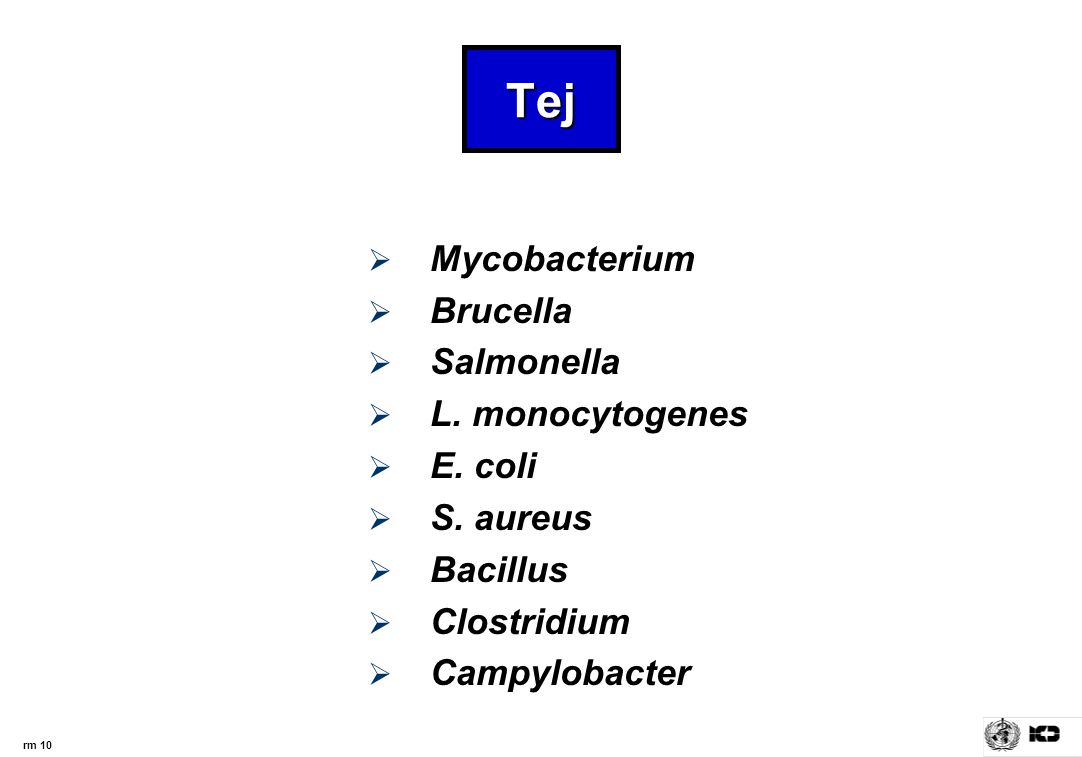 Tej Mycobacterium Brucella Salmonella L. monocytogenes E. coli