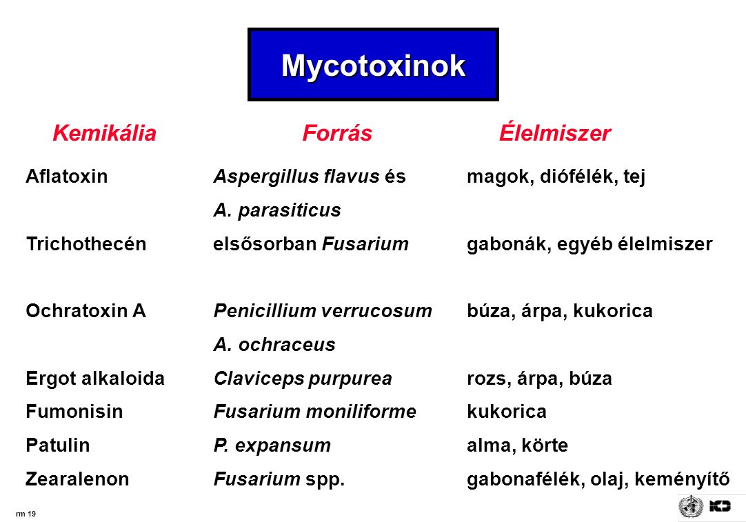 Mycotoxinok Kemikália Forrás Élelmiszer Aflatoxin Trichothecén