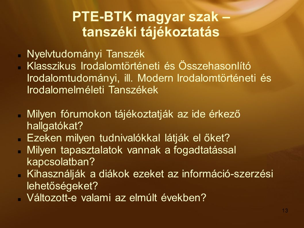 PTE-BTK magyar szak – tanszéki tájékoztatás