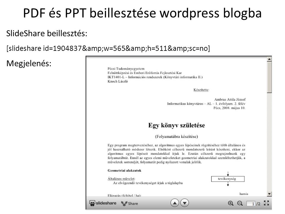 PDF és PPT beillesztése wordpress blogba
