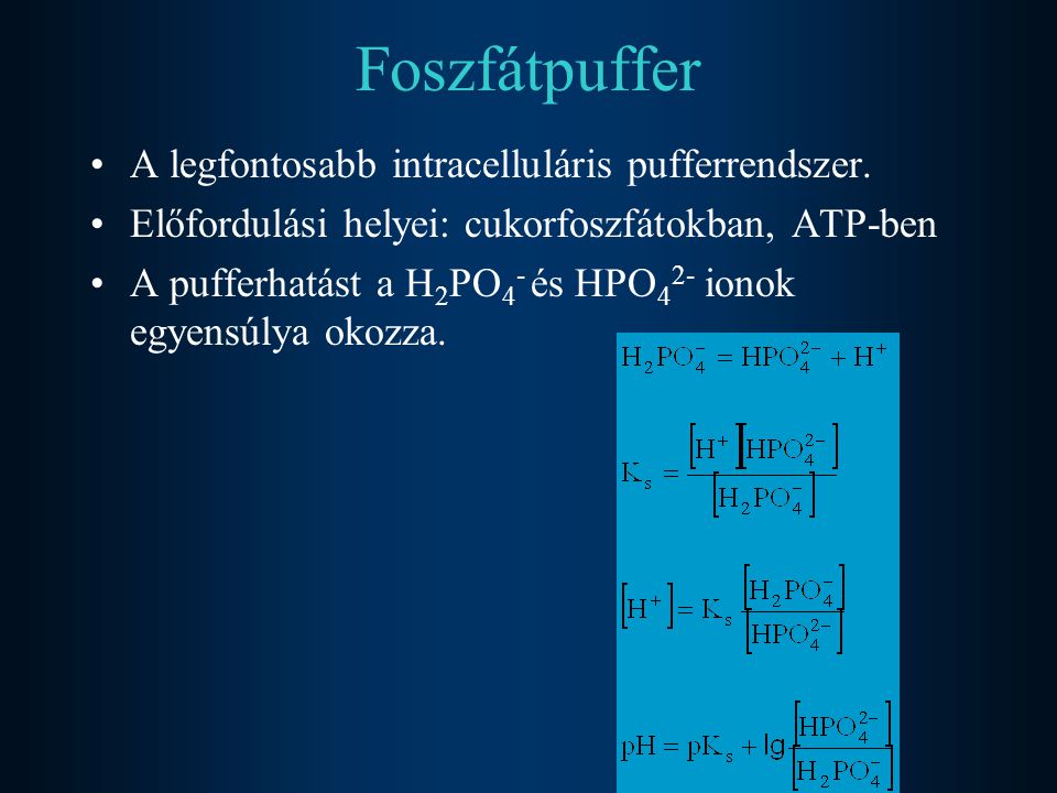 Foszfátpuffer A legfontosabb intracelluláris pufferrendszer.