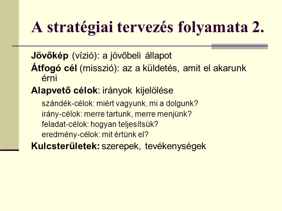 A stratégiai tervezés folyamata 2.