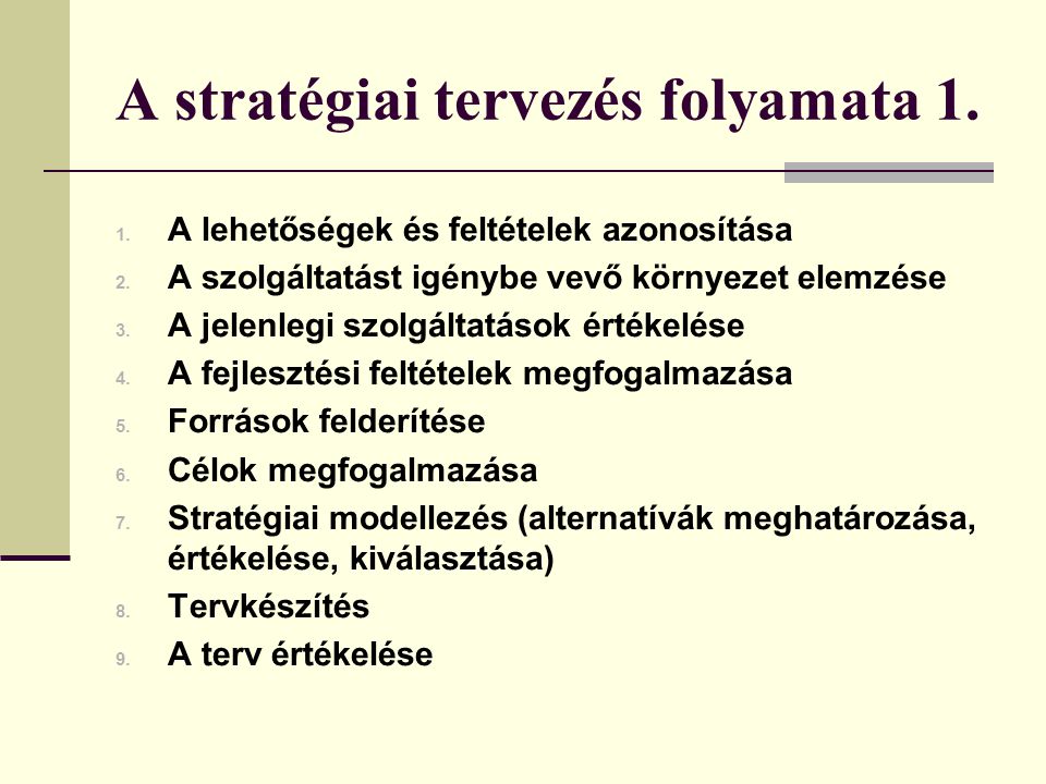 A stratégiai tervezés folyamata 1.