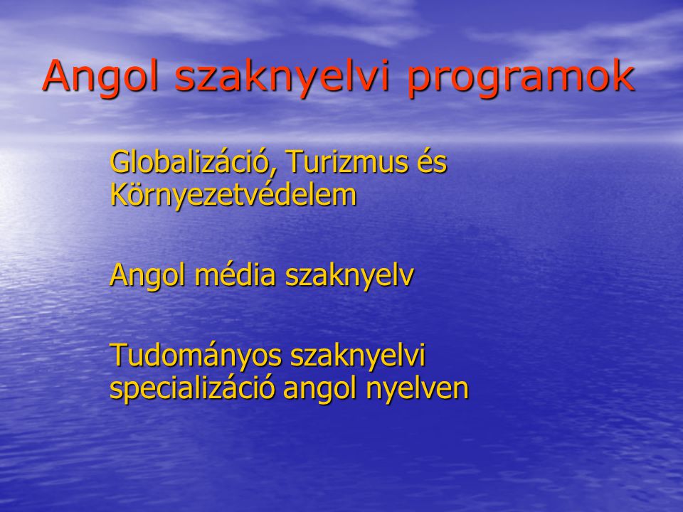 Angol szaknyelvi programok