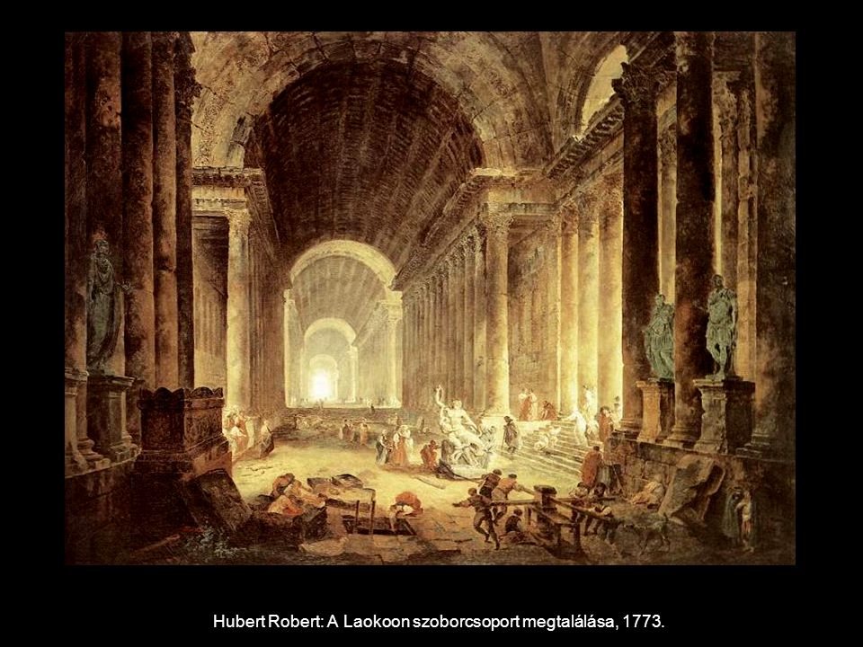 Hubert Robert: A Laokoon szoborcsoport megtalálása, 1773.