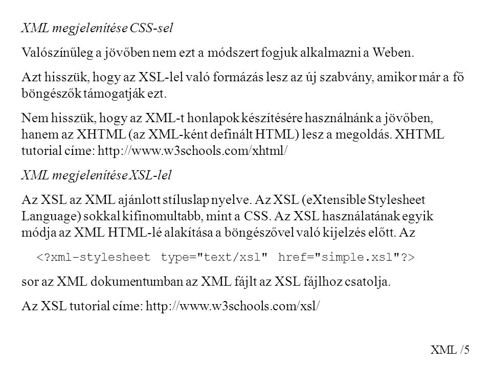 XML megjelenítése CSS-sel