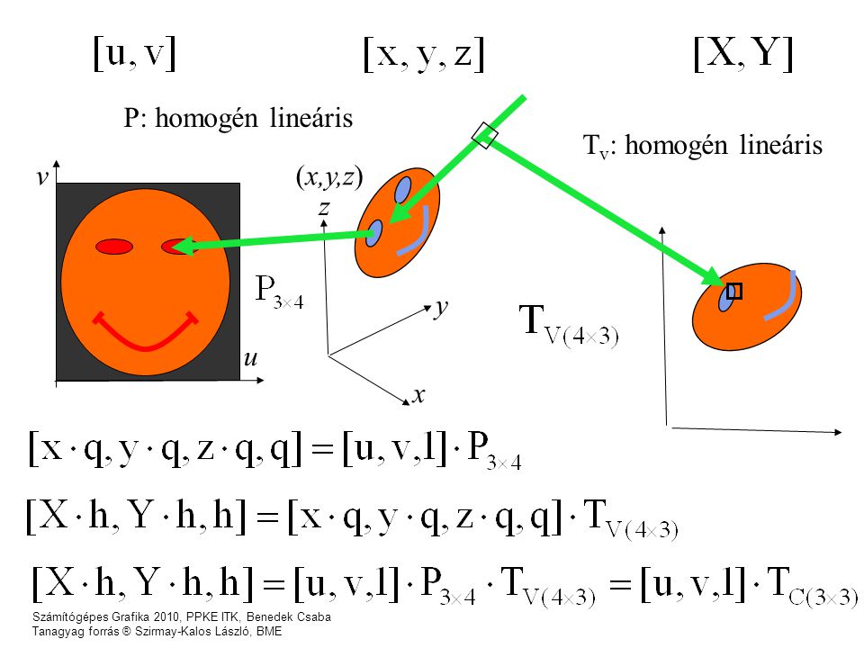 P: homogén lineáris Tv: homogén lineáris u v (x,y,z) z y x