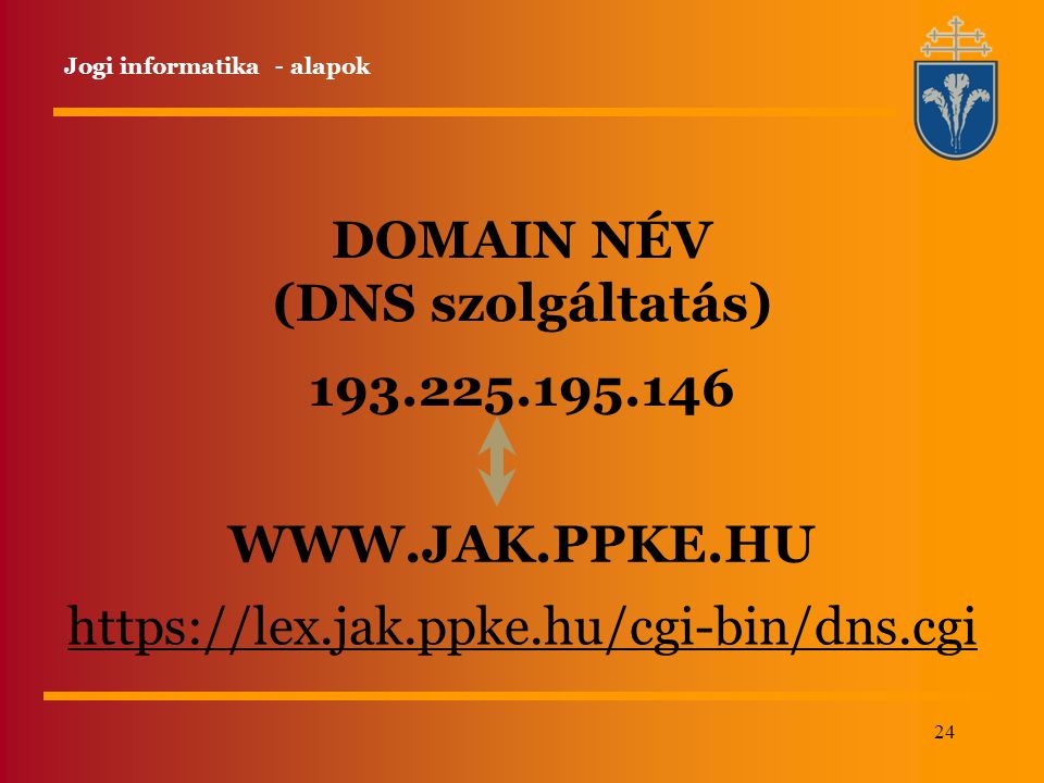 DOMAIN NÉV (DNS szolgáltatás)