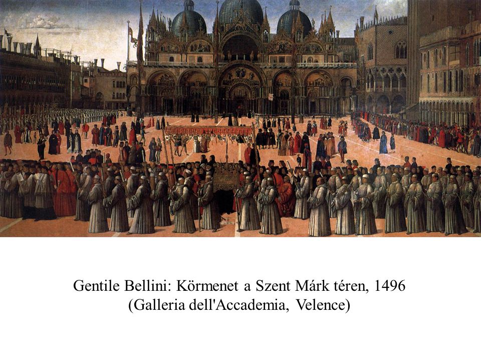 Gentile Bellini: Körmenet a Szent Márk téren, 1496