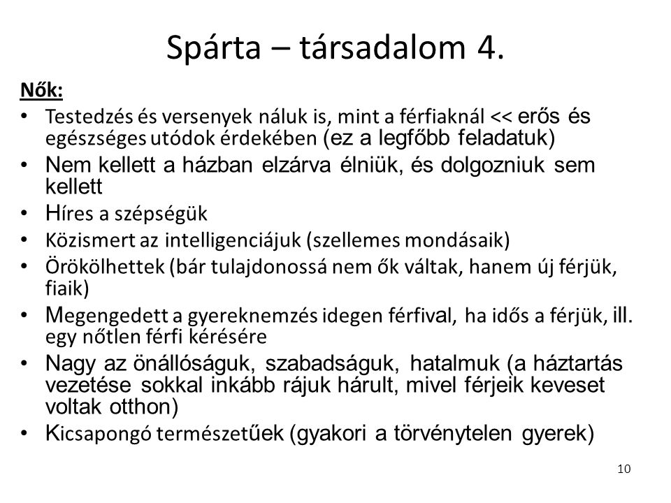 Spárta – társadalom 4. Nők: