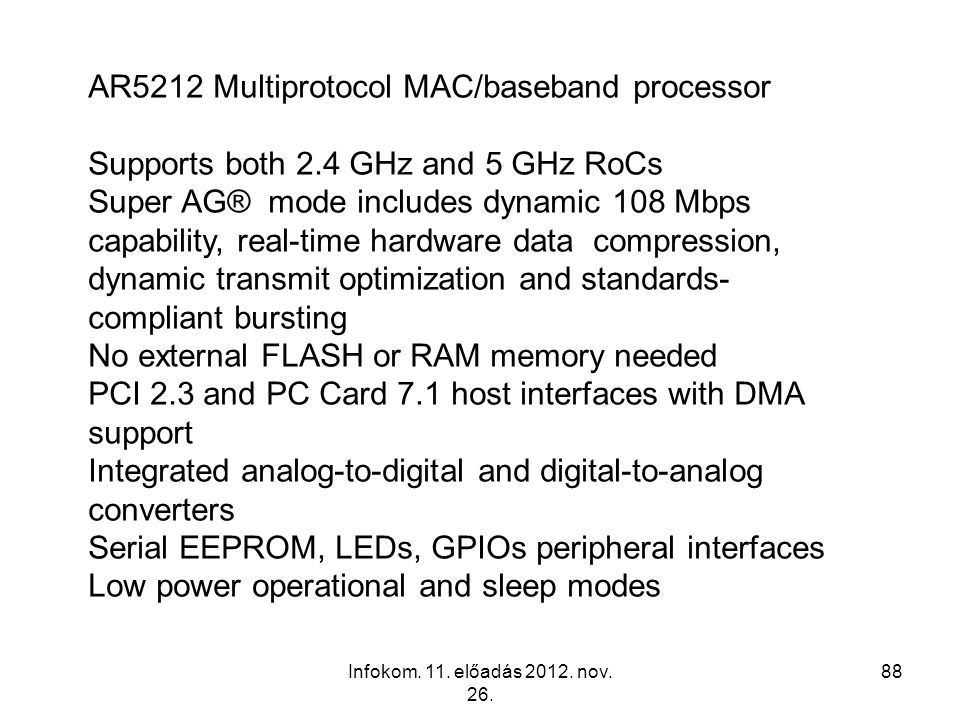 AR5212 Multiprotocol MAC/baseband processor