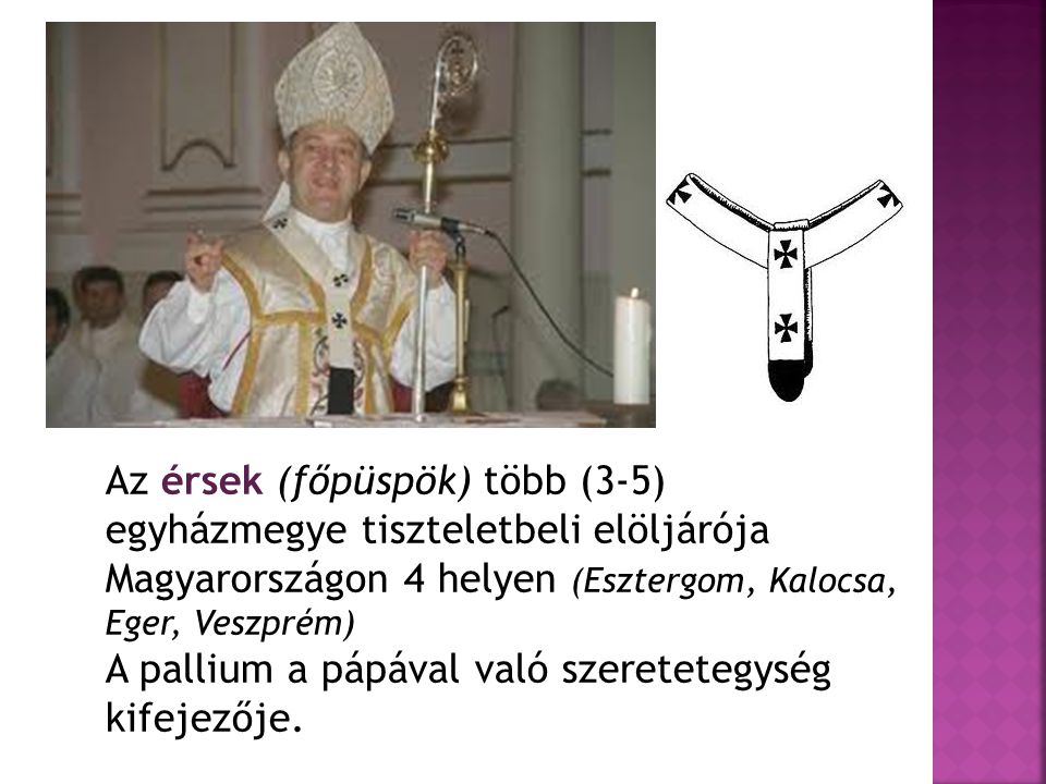 Az érsek (főpüspök) több (3-5) egyházmegye tiszteletbeli elöljárója Magyarországon 4 helyen (Esztergom, Kalocsa, Eger, Veszprém)