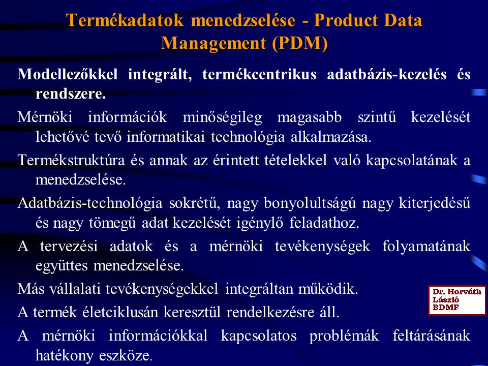 Termékadatok menedzselése - Product Data Management (PDM)